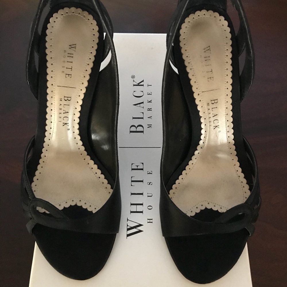 White House Black Market Black Silk Dress Shoes